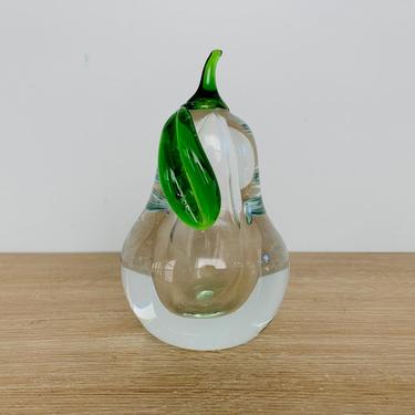 Vintage Glass Pear Paperweight 