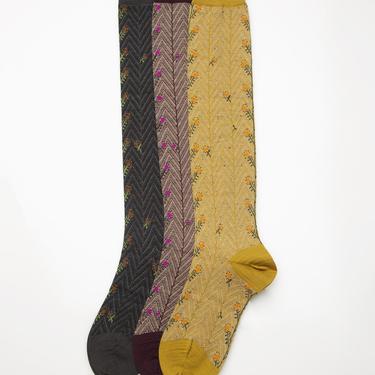 ANTIPAST Knee High Herringbone and Floral Sock