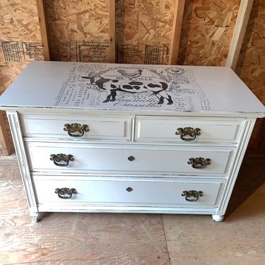 White farmhouse dresser, shabby chic cabinet, cottage white island, dresser with pegged drawers 