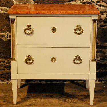11209 Antique Danish Painted Chest w/Rose Marble Top, circa 1910