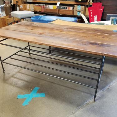Wrought Iron and Pine Coffee Table