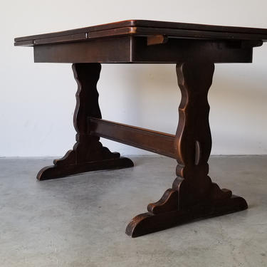 French Country- Style Pine Wood Bistro Trestle Dining Table 