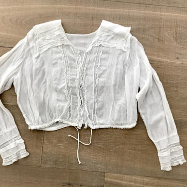 Antique “Armistice” WWI Blouse 1918 Shirt Sheer Cotton and Lace Sailor Collar Size S 