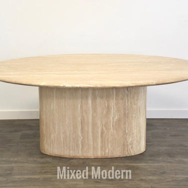 Oval Travertine Modern Dining Table 