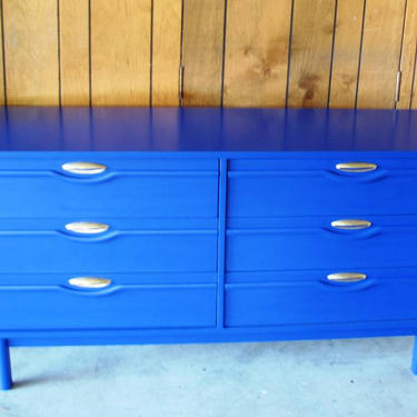 SOLD - Midcentury Klein Blue Dresser (Buffet & Lowboy) 