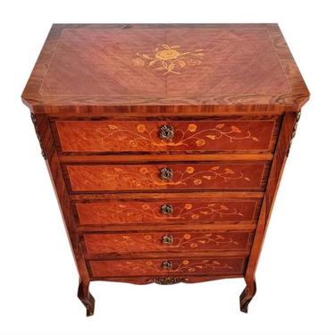 Early 20th Century French Louis XV Style Kingwood Marquetry Chest of Drawers Seminar 