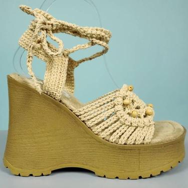 Deadstock 90s chunky platform wedge sandals by Soda. (Size 7) 