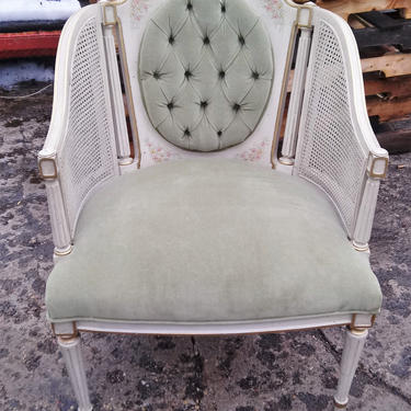 French Provincial Cane Chairs// Louis XVI Style Cane Back and Seat Armchairs// French Country Style// Carved Wood Chair 