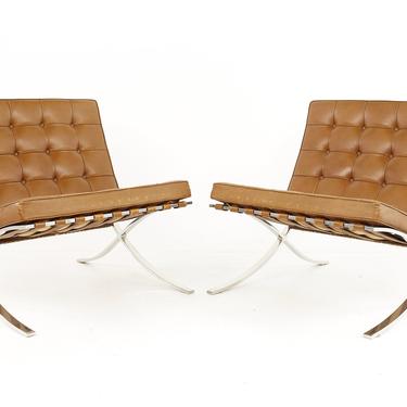 Mies Van Der Rohe for Knoll Mid Century Barcelona Lounge Chairs - A Pair - mcm 