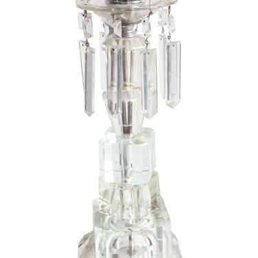 1940s Traditional Clear Crystal Vanity Table Lamp