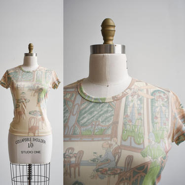 1970s All Over Print Blouse 