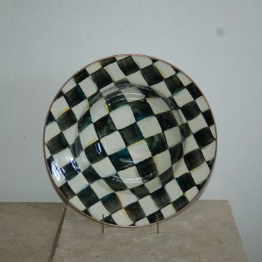 Retired MacKenzie-Childs Courtly Check Large Enamel 11 5/8&amp;quot; Serving Bowl ~ 12-point Gauge Steel, Handpainted w Courtly Checks, Ceramic Glaze 