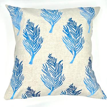 Block-Printed Linen Pillow in Feather Ombré