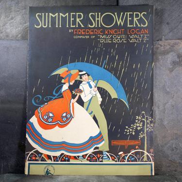 Summer Showers Vintage Sheet Music by Frederic Knight Logan, 1925 Forster Music Publisher, Inc. - Gorgeous Art Deco Design | FREE SHIPPING 