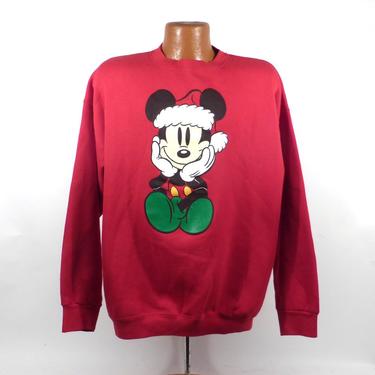 Ugly Christmas Sweater Vintage Sweatshirt Mickey Mouse Party Xmas Tacky Holiday XL 