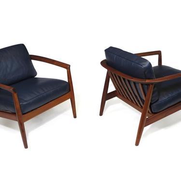 Folke Ohlsson for Dux Walnut and Leather Lounge Chairs