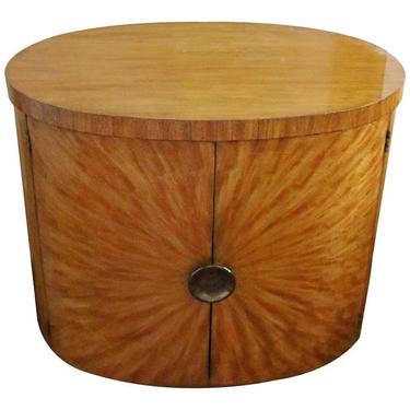 Deco Style Modern Henredon Wood Curved Side Cabinet 