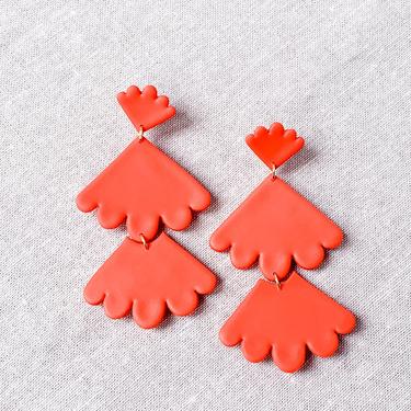 LETI in grapefruit // Spring Collection // Polymer Clay Earrings // Large Statement Earrings // Modern Minimalist // 