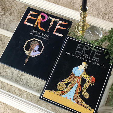 Vintage Erte Book Set Retro 1987 Complete New Graphics and 1991 Complete Jewelry + Romain de Tirtoff + Designer + Art + Fashion Photography 