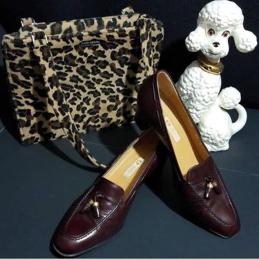Vintage 1980s Gucci Loafers Block Heel Womens Preppy 80s Leather 