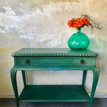 Vintage Seagreen and Blue Vintage Entryway Table