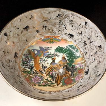 A Thousand Cranes Japanese Ceramic Centerpiece Bowl 12”D 