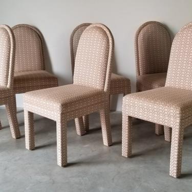 1980s Postmodern Parsons Style Upholstered Dining Chairs - Set of 6 
