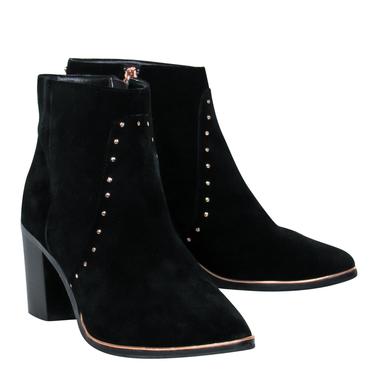 Ted Baker - Black Suede Studded Heeled Booties Sz 9.5