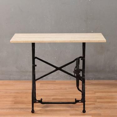 White Travertine &amp; Iron Sewing Machine Table – ONLINE ONLY