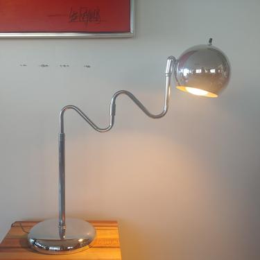 Vintage Modern Chrome Eyeball Orb Adjustable Table Lamp 