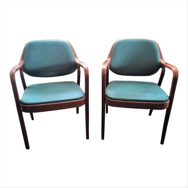 Vintage, Mid Century Modern Don Pettit for Knoll Bentwood Arm Chairs 