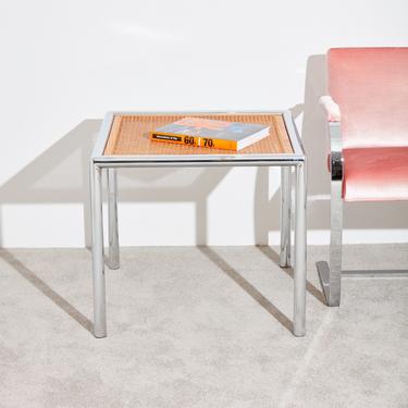 Chrome and Cane Side Table