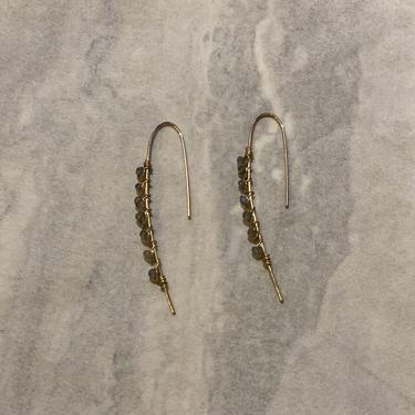 Labradorite Paperclip Threader Gold Earrings