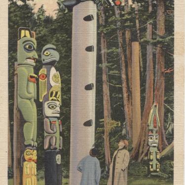 Famous Totem Poles in Sitka National Park, Alaska Vintage Postcard 