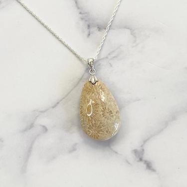 dainty silver pendant necklace with unique rock 
