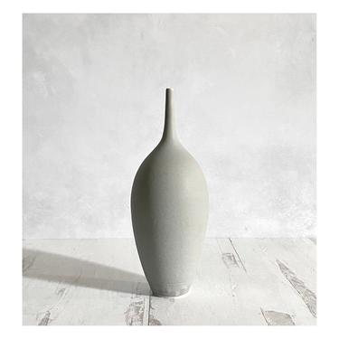 SHIPS NOW- Stoneware Teardrop Bottle Vase in Concrete Grey Matte Glaze 