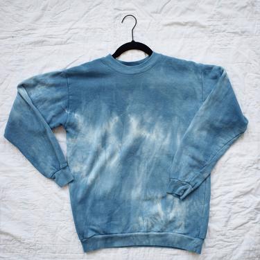 Indigo Dyed Sweatshirt, Tie Dye Series 2 | Vintage 1990s 100% Cotton Sweatshirt Hand Dyed with Natural Plant Derived Indigo 