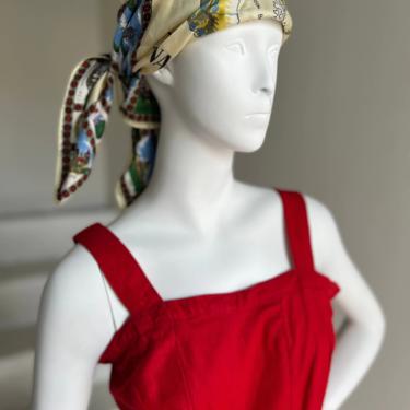1940s Vibrant Red Cotton Sundress and Bolero Set Vintage 34 Bust Vintage Summer 