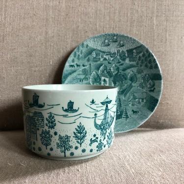 Vintage Nymolle Denmark Plate and Bowl, Hoyrup | decorative Danish pottery, Nymolle Art Faience, Scandinavian design 