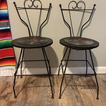 Set of 2 Mid Century Pacsco Wrought Iron Chairs 