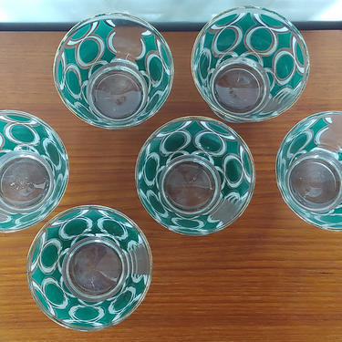 Vintage Modern Hand Painted Lowball Glasses - Set of 6 