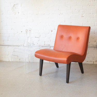 Vintage Orange Leather Slipper Chair
