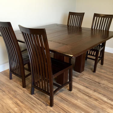 Square Dining Table Set - Rustic Wooden Furniture 