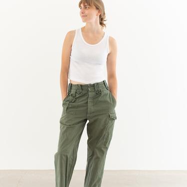 Vintage 26 Waist Olive Green Fatigues | Cargo Trousers | Pleated Army Pants | AP147 
