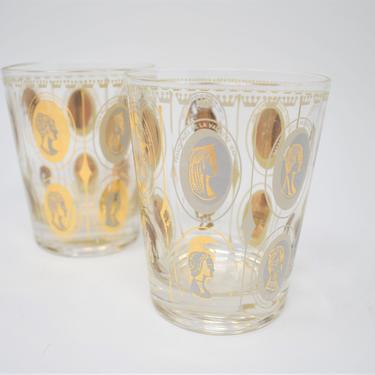 Women Rulers Whiskey Glasses Set of 2 | Gold White Faces Coin Pattern Feminist | Bar Cart | Extra Large Ladies Cocktail | Oversized Rocks 