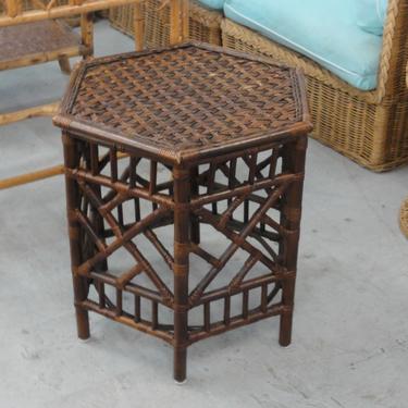 Rattan Chippendale Octagon Occasional Table
