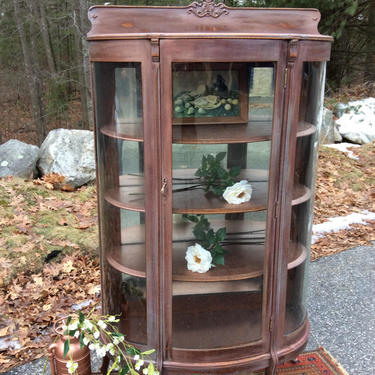 Painted Vintage Curio Glass Hutch Cabinet - Three Sided Vintage Curio Cabinet - Painted Farmhouse Hutch - Vintage Armoire - Modern Farmhouse 