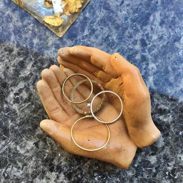 Terracotta Concrete Hands Catchall Card Holder Jewelry Ring Holder Tealight Holder 