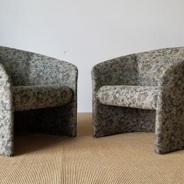 Postmodern Vladimir Kagan Style Upholstered Club Chairs - a Pair 