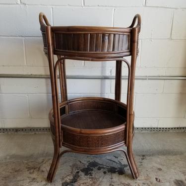 Two Tiered Rattan Side Table